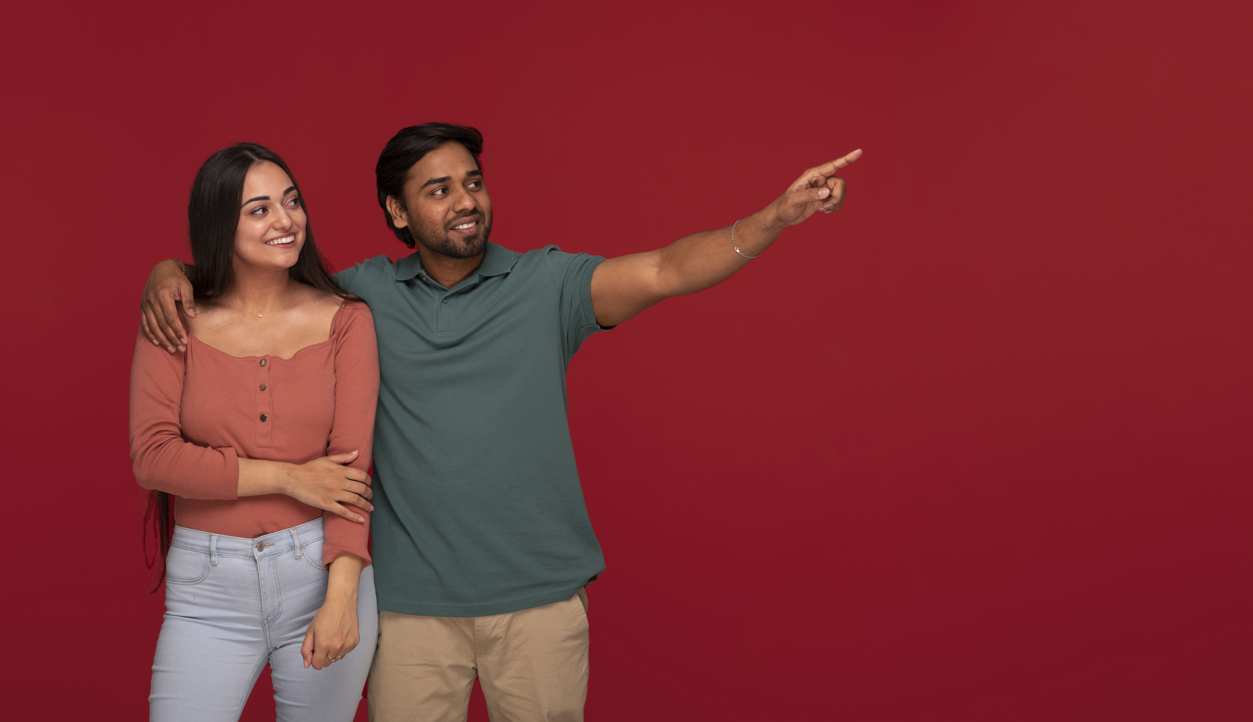 Front View Indian Friends Posing Studio